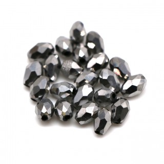 Бусины капля 4*6мм, серебряный металлик